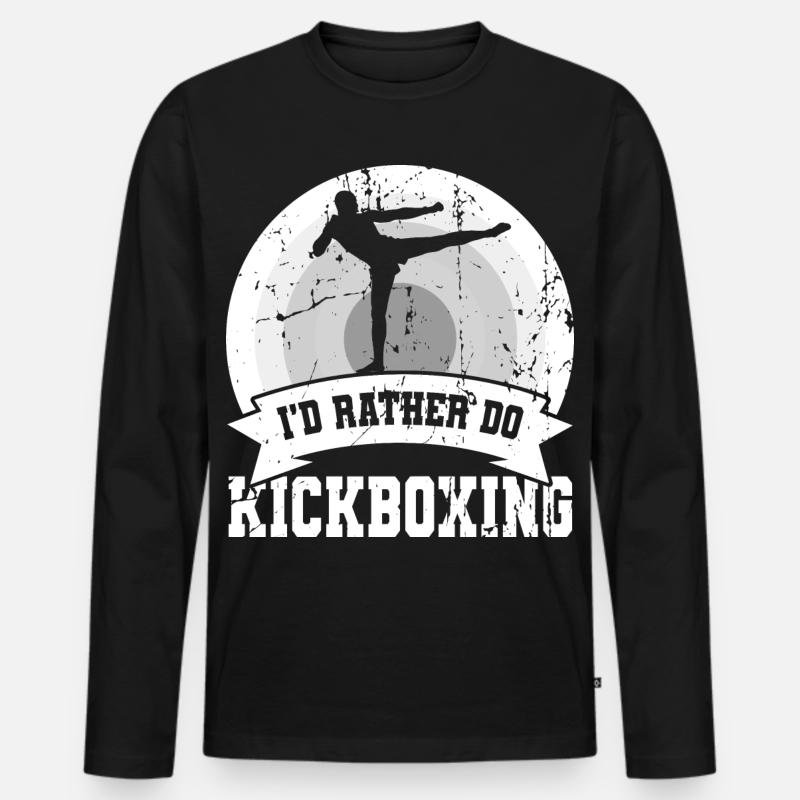 Ich würde lieber Kickboxen - Männer Premium Bio Langarmshirt - Schwarz