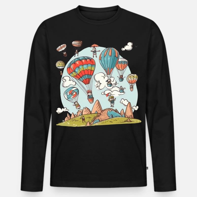 Ballon Doodle - Männer Premium Bio Langarmshirt - Schwarz