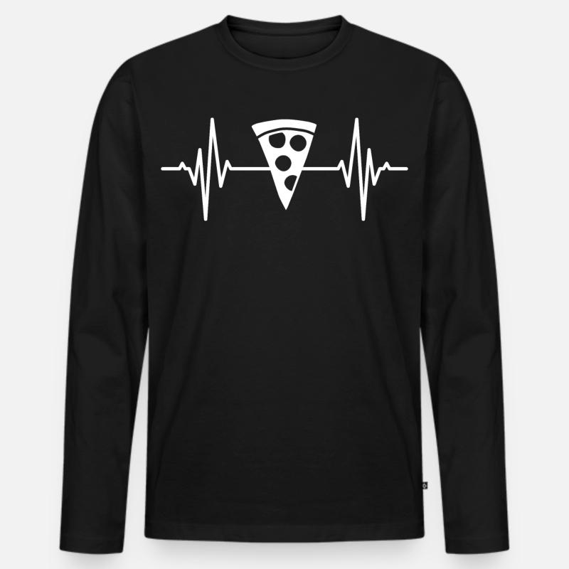 Pizza Herzlinie EKG - Männer Premium Bio Langarmshirt - Schwarz