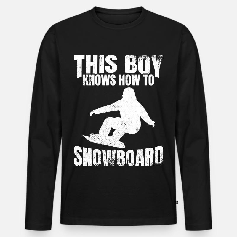 Snowboarding Junge - Männer Premium Bio Langarmshirt - Schwarz