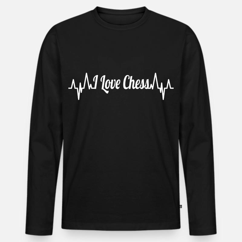Schach Liebe - Männer Premium Bio Langarmshirt - Schwarz