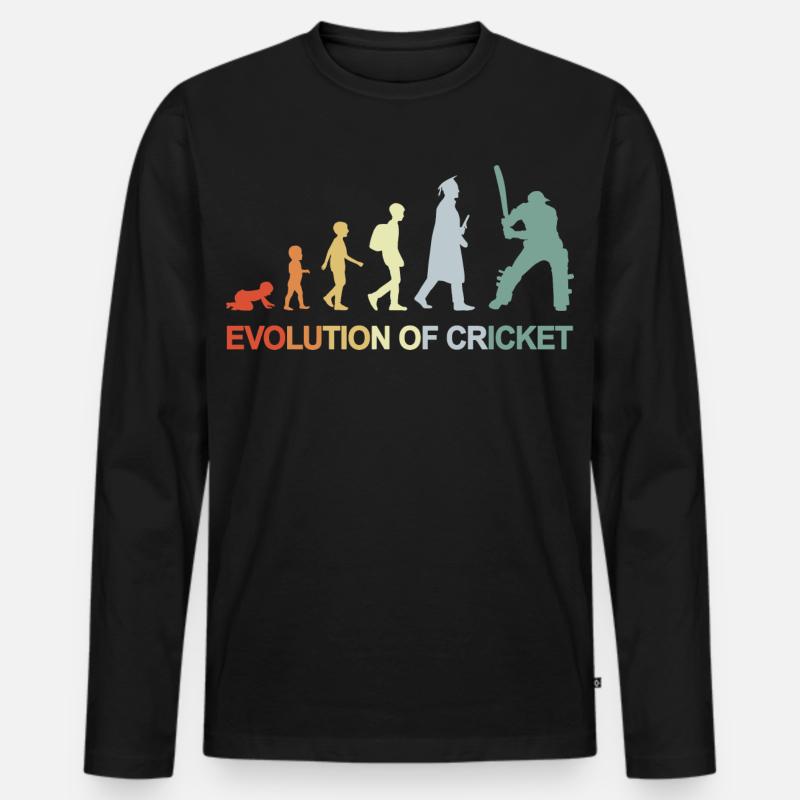 Evolution of Cricket - Männer Premium Bio Langarmshirt - Schwarz
