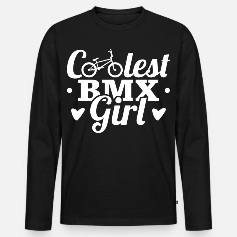 BMX Mädchen - Männer Premium Bio Langarmshirt - Schwarz