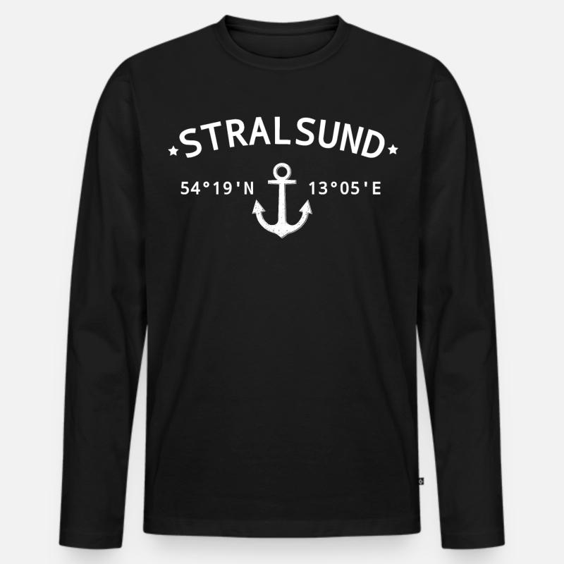 Stralsund - Männer Premium Bio Langarmshirt - Schwarz