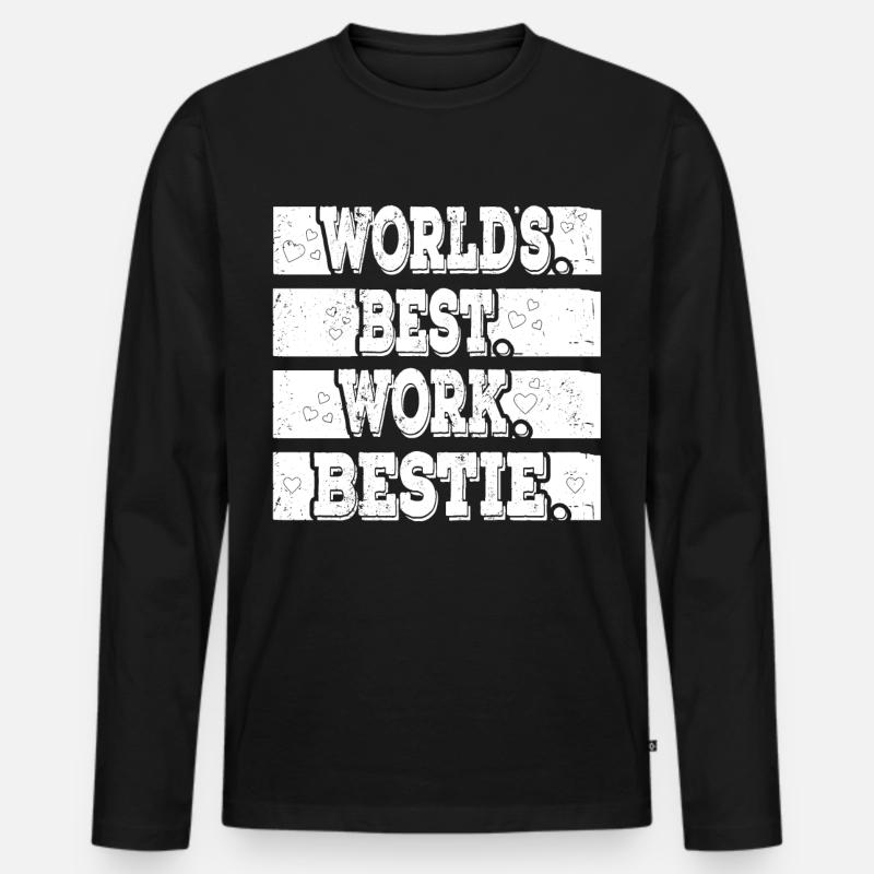 Worlds best Work Bestie emotionale Unterstützung - Männer Premium Bio Langarmshirt - Schwarz