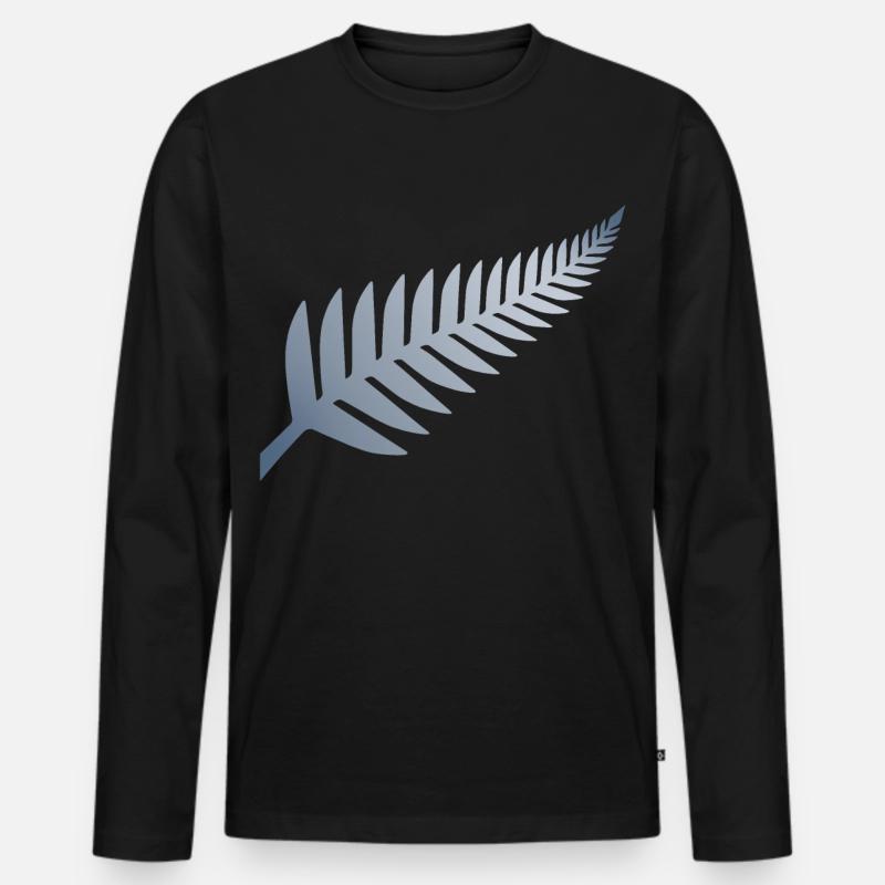 Neuseeländischer Silberfarn - Männer Premium Bio Langarmshirt - Schwarz
