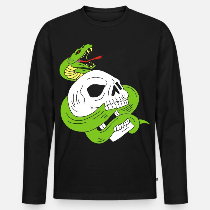 Der Schädel und die Schlange - Männer Premium Bio Langarmshirt - Schwarz