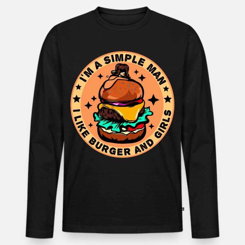 Burger Cheeseburger liebe - einfacher Mann - Männer Premium Bio Langarmshirt - Schwarz