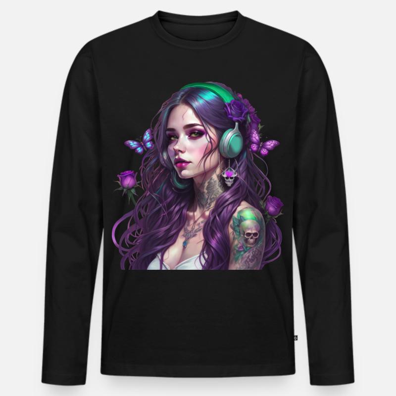 Die Fee des Waldes - Männer Premium Bio Langarmshirt - Schwarz