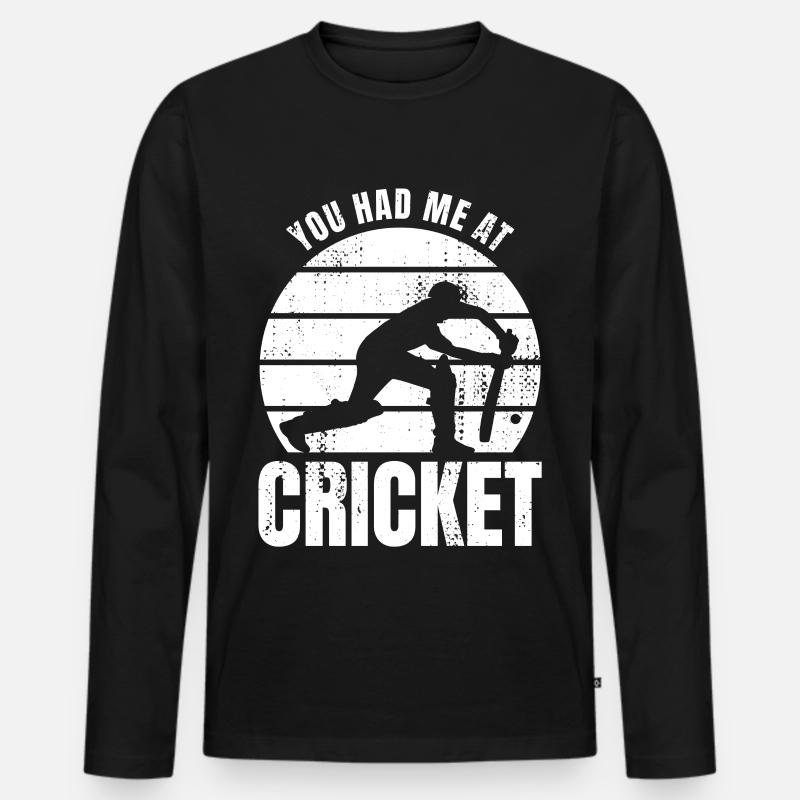 Cricketer Spruch - Männer Premium Bio Langarmshirt - Schwarz