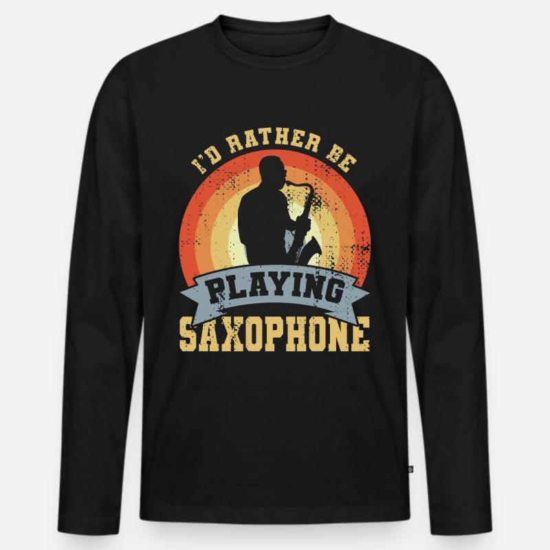 I’d Rather Be Playing Saxophone - Männer Premium Bio Langarmshirt - Schwarz