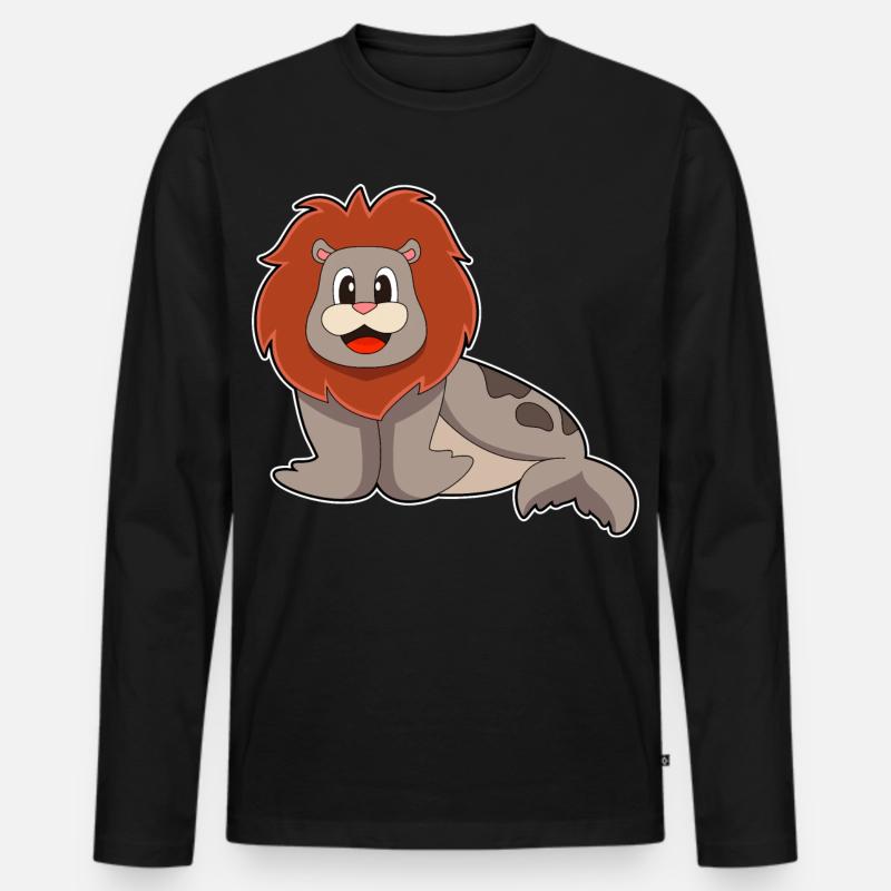 Seehund Löwe - Männer Premium Bio Langarmshirt - Schwarz