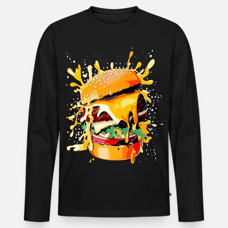 Cheeseburger Burger Liebhaber - Männer Premium Bio Langarmshirt - Schwarz