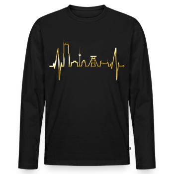 Essen Skyline Herzschlag Ruhrpott Fan Herz Essener - T-shirt manches longues Premium bio Homme - noir - Devant - Nico (187cm)