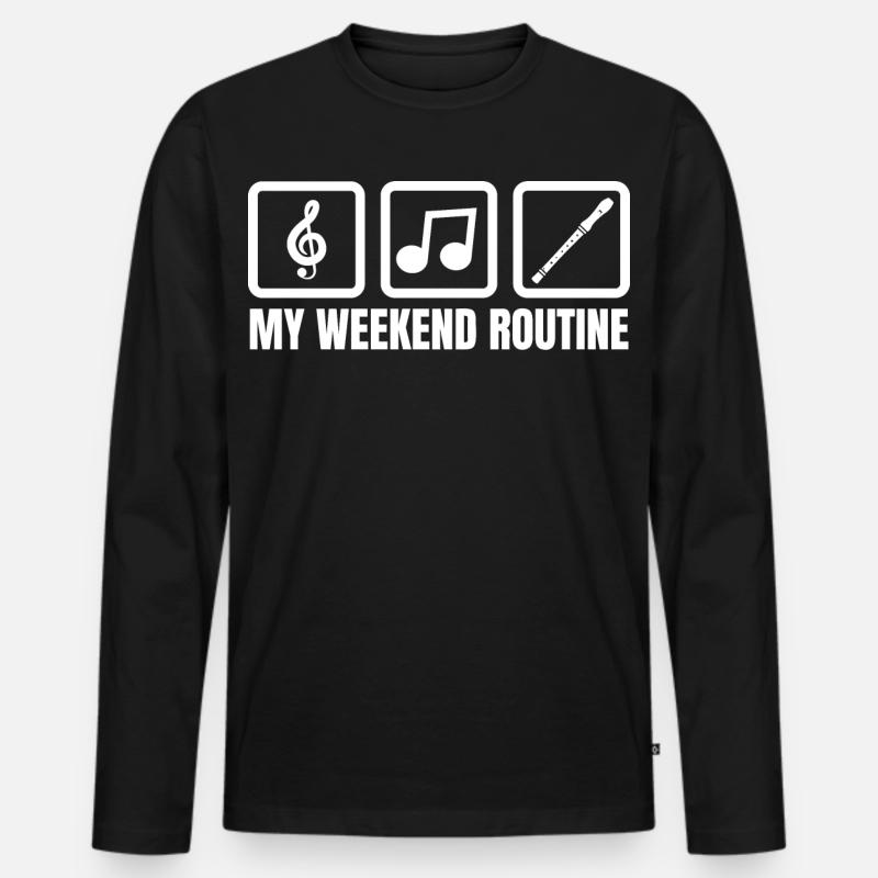 Meine Wochenendroutine - Männer Premium Bio Langarmshirt - Schwarz