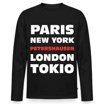 Petershausen, Haute-Bavière - T-shirt manches longues Premium bio Homme - noir - Devant - Nico (187cm)