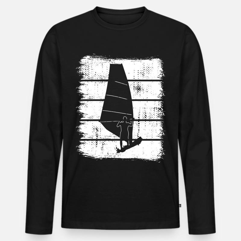 Windsurfen Skizze - Männer Premium Bio Langarmshirt - Schwarz