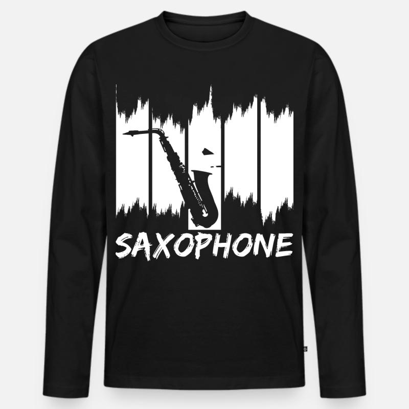 Saxophon Skizze - Männer Premium Bio Langarmshirt - Schwarz