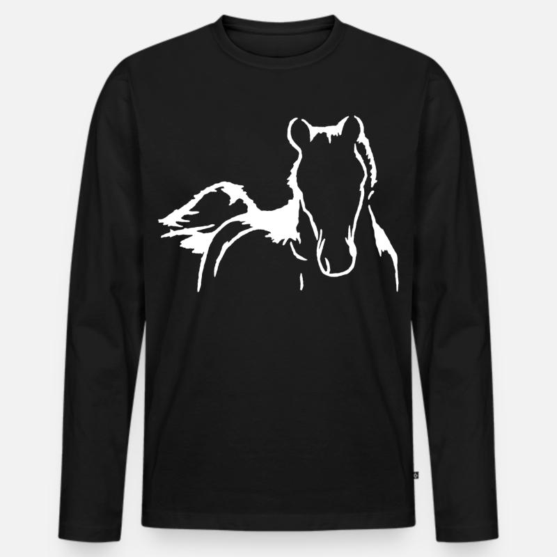 Silhouette des Pferdes - Männer Premium Bio Langarmshirt - Schwarz