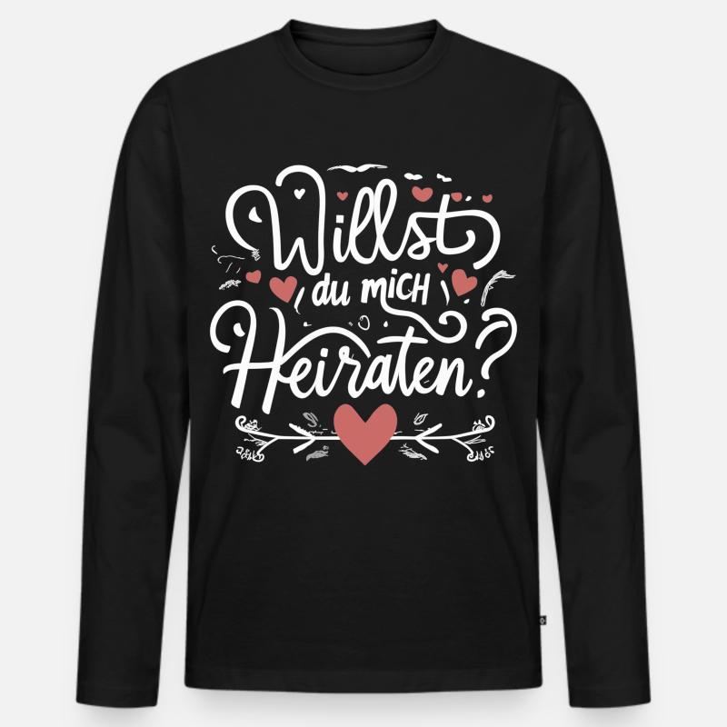 Willst du mich heiraten - Männer Premium Bio Langarmshirt - Schwarz