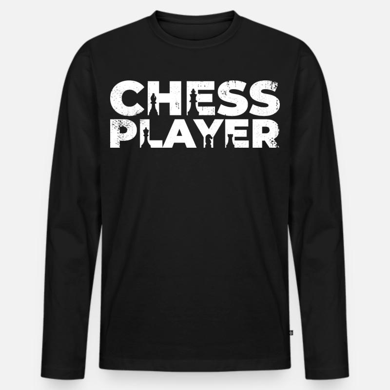 Lustiger Schachspieler - Männer Premium Bio Langarmshirt - Schwarz