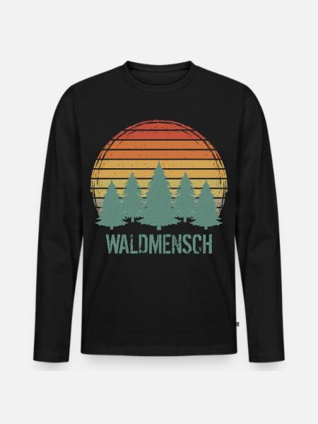 Waldmensch Wald Mensch - Männer Premium Bio Langarmshirt - Schwarz