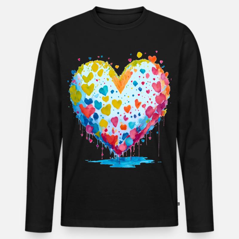 ich schenke dir meine Herz - Männer Premium Bio Langarmshirt - Schwarz