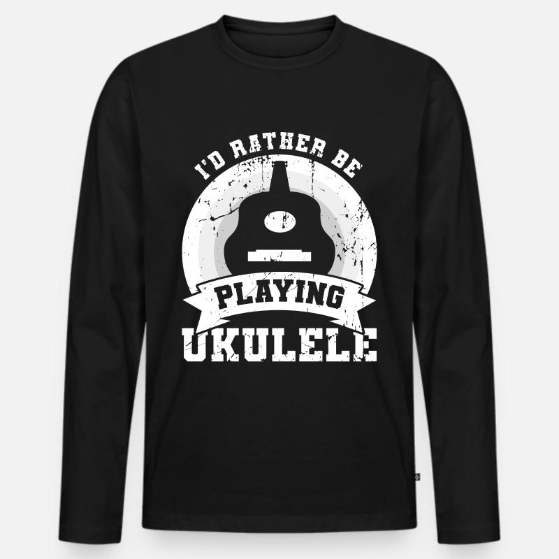 Zitat Ukulele - Männer Premium Bio Langarmshirt - Schwarz