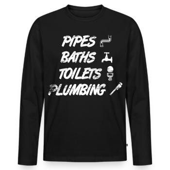 Pipes, bathrooms, toilets, sanitary facilities - Men's Premium Organic Long Sleeve Shirt - black - Front - Nico (187cm)