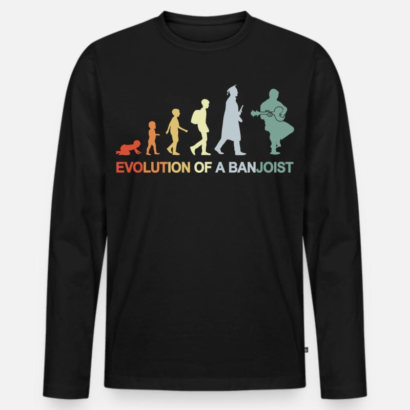 Banjospieler Evolution - Männer Premium Bio Langarmshirt - Schwarz