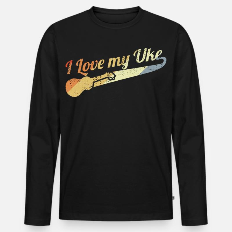 Ich liebe meine Uke - Männer Premium Bio Langarmshirt - Schwarz