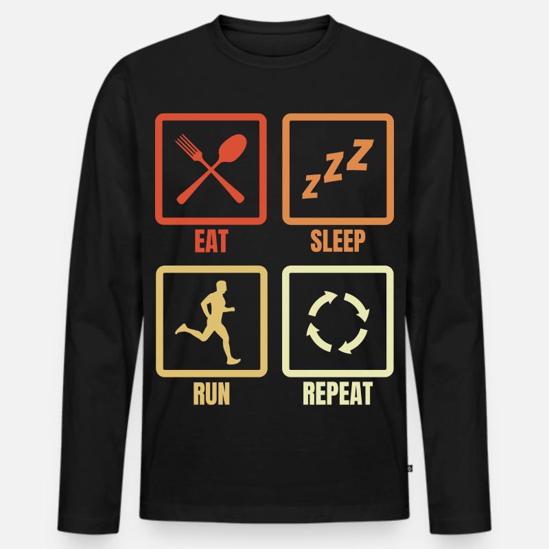 Eat Sleep Run Repeat - Männer Premium Bio Langarmshirt - Schwarz