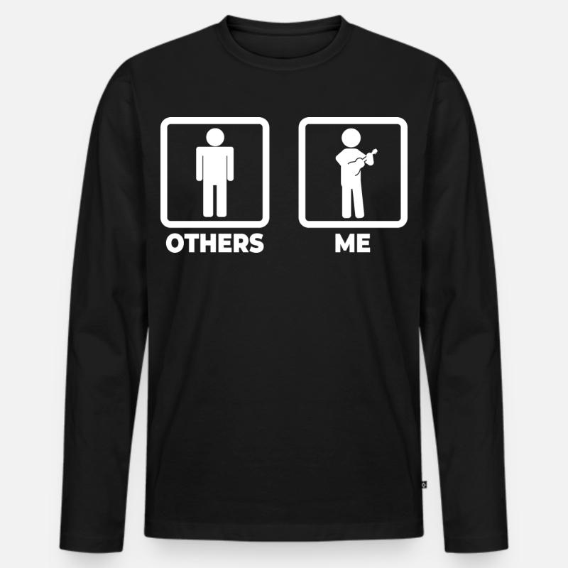 Ukulele Strichmännchen - Männer Premium Bio Langarmshirt - Schwarz