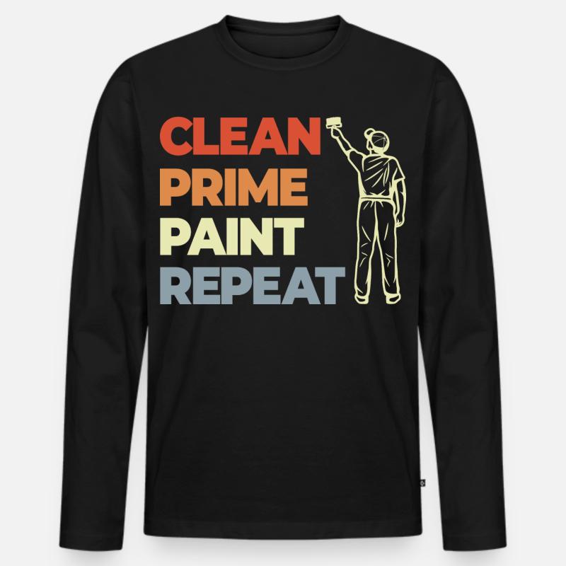 Clean Prime Paint Repeat - Männer Premium Bio Langarmshirt - Schwarz