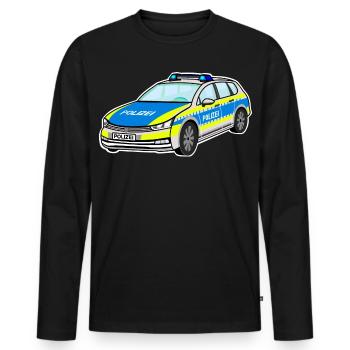 Deutsches Polizeiauto, Polizei Auto, Streifenwagen - Männer Premium Bio Langarmshirt - Schwarz - Vorne - Nico (187cm)