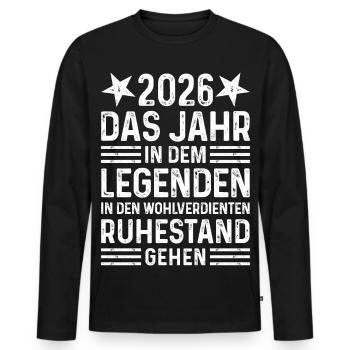 2026 Jahr Legende wohlverdienter Ruhestand Rentner - Männer Premium Bio Langarmshirt - Schwarz - Vorne - Nico (187cm)