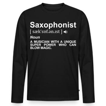 Saxophonist Wörterbuch - Männer Premium Bio Langarmshirt - Schwarz - Vorne - Nico (187cm)