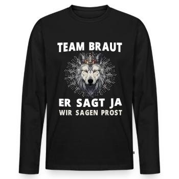 Hochzeit Junggesellenabschied Wolf Bräutigam Braut - Männer Premium Bio Langarmshirt - Schwarz - Vorne - Nico (187cm)