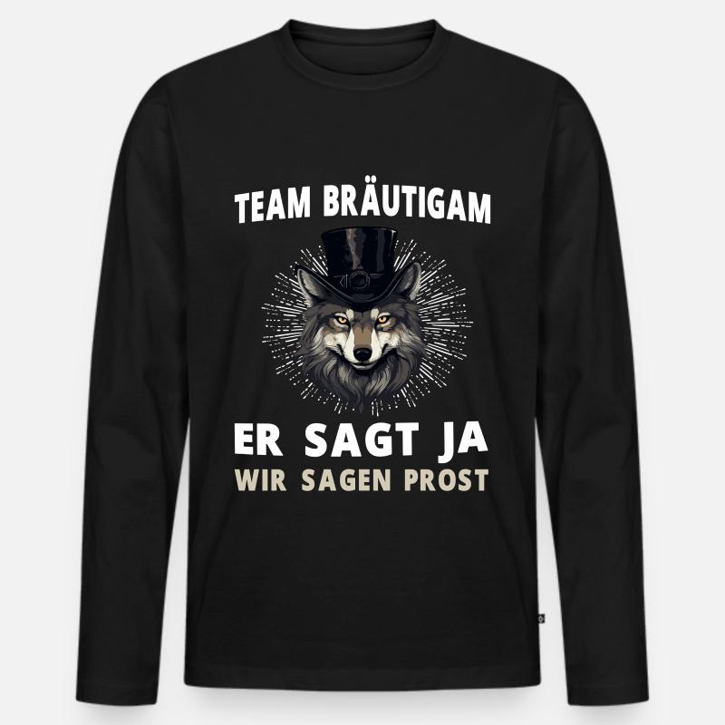 Wolf Junggesellenabschied Bräutigam Hochzeit - Männer Premium Bio Langarmshirt - Schwarz