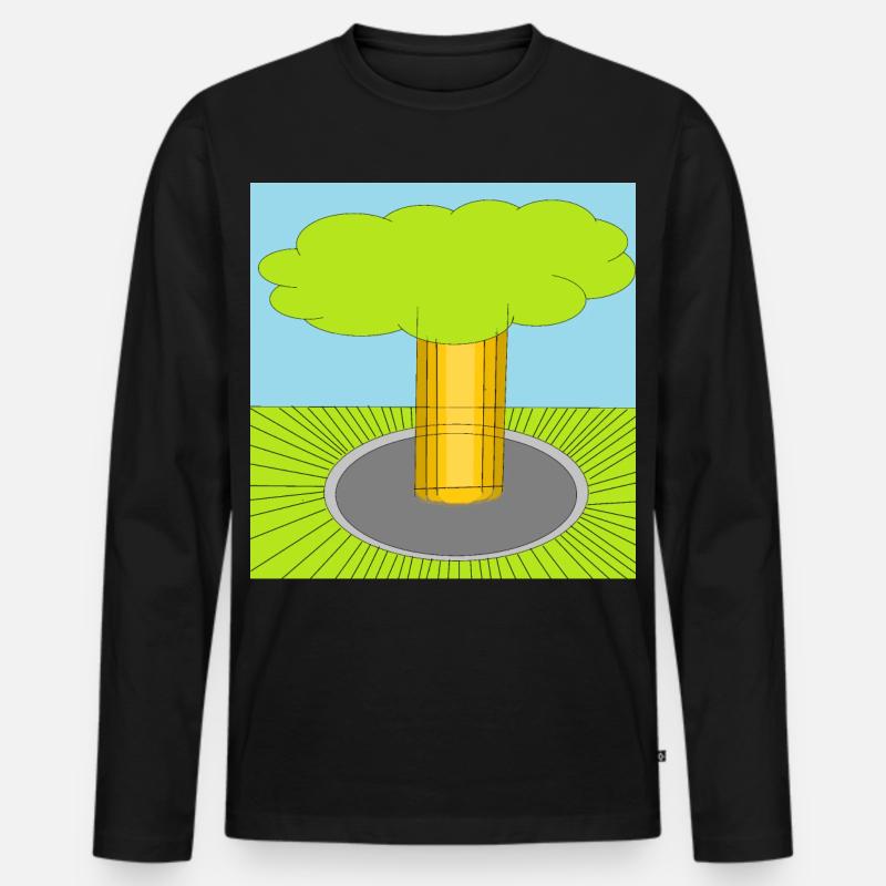 Baumdurchbruch Pop Art Waldszene - Männer Premium Bio Langarmshirt - Schwarz