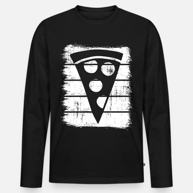 Pizzastück - Männer Premium Bio Langarmshirt - Schwarz