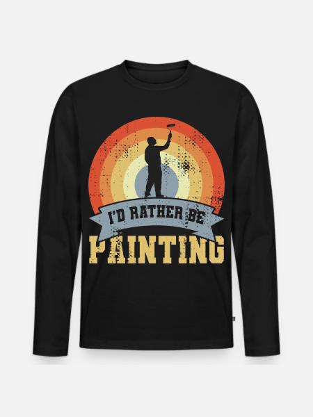 I’d Rather Be Painting - Männer Premium Bio Langarmshirt - Schwarz