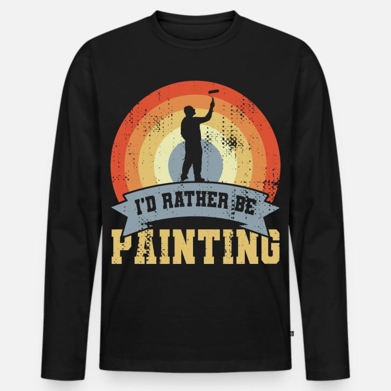 I’d Rather Be Painting - Männer Premium Bio Langarmshirt - Schwarz