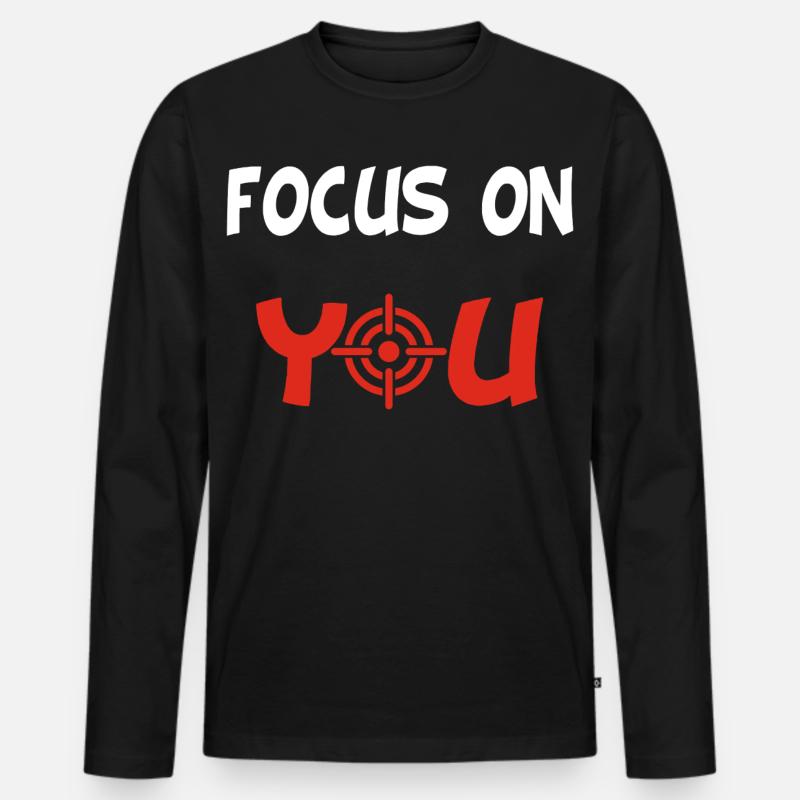 Focus on you (Englisch und Weiß) - Männer Premium Bio Langarmshirt - Schwarz