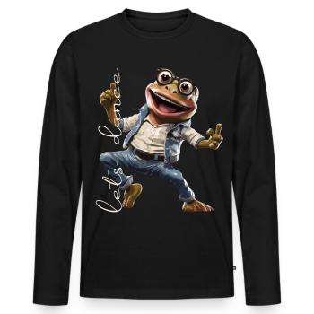 Tanzender Frosch / Freude / Lebensfreude / Disco - Männer Premium Bio Langarmshirt - Schwarz - Vorne - Nico (187cm)