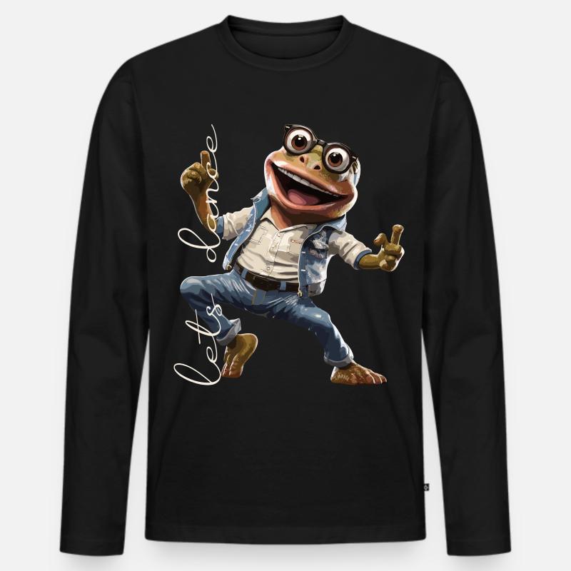 Tanzender Frosch / Freude / Lebensfreude / Disco - Männer Premium Bio Langarmshirt - Schwarz