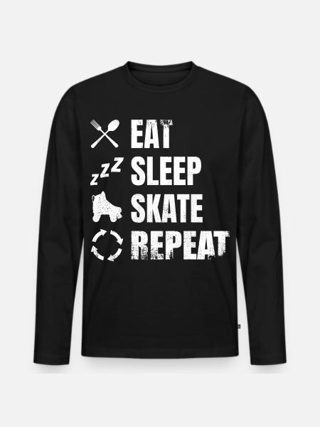Food Sleeping Roller Skating - Men's Premium Organic Long Sleeve Shirt - black