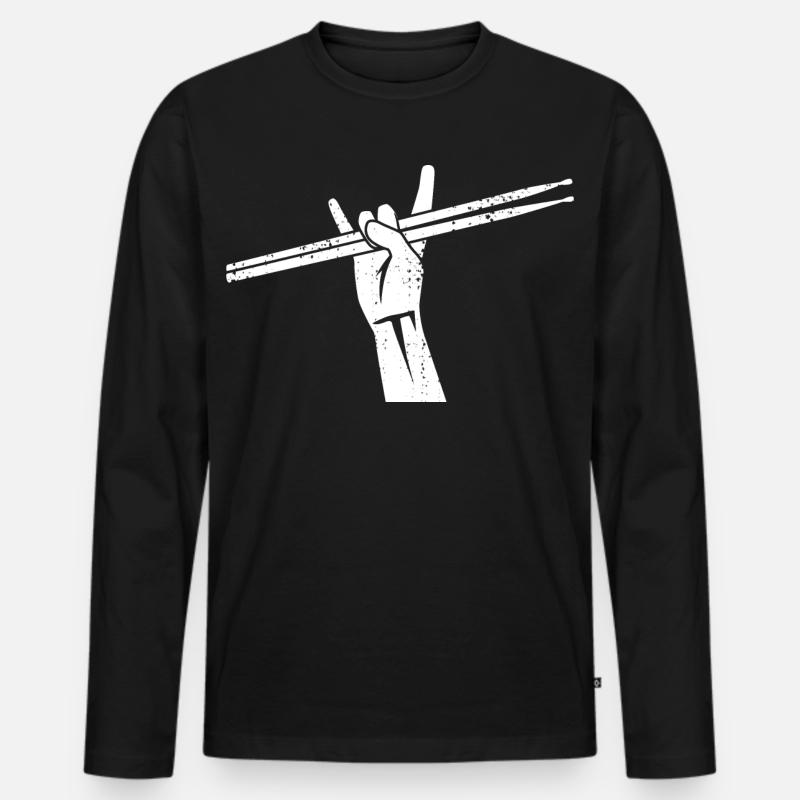 Schlagzeuger Rockmusik - Männer Premium Bio Langarmshirt - Schwarz