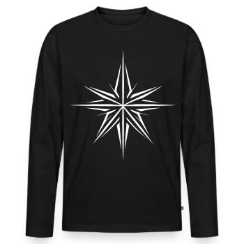 Minimalist Poinsettia: Festive - Men's Premium Organic Long Sleeve Shirt - black - Front - Nico (187cm)