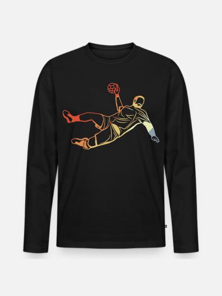 Retro Handball Player - Men's Premium Organic Long Sleeve Shirt - black